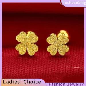 [COD] liuchuanbing Jewellery 2pcs thời trang thép không gỉ Frosted bốn lá cỏ ba lá Stud Bông tai cho phụ nữ không gây dị ứng vít sụn Helix Bông tai Quà Tặng
