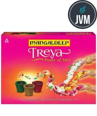 Mangaldeep Treya Power of 3 In 1 Sambrani Cups 9pcs