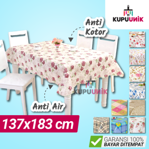 (Lebih Besar) Taplak Meja Makan Anti Air Anti Minyak Alas Meja Table Cloth Persegi 137 x 183 cm
