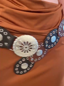 Bohemian Belt Aesthetic Oval Disc Belt for Dress Pants 2000s Waistband Women Western Pants Belt Fashion Photo Waist Decors