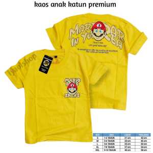 t-shirt Kaos Mario Bross Anak Laki Laki Perempuan Cotton 30s 1-10 Tahun