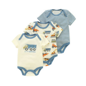 HOMIE【Cotton Baby Romper 3pcs/set】Clothes for Babies Three-Piece Set Rompers (Newborn to 9 Months)