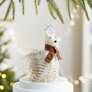DELWINS Felt Christmas Hanging Pendants Cartoon Sled Mouse Simulation Owl Ornament Cute Pink Christmas Doll Pendant Home Decor