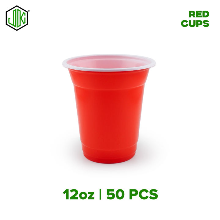 JKM 50pcs Red Cups 12oz For Beer Pong Party Drinking Cup