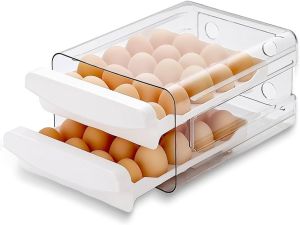 Tempat Telur 2 Tingkat Egg Storage Box Organizer / Rak Telur 2 Susun Kotak Telur / Box Penyimpanan Telor Rak Serbaguna / Wadah Penyimpanan Telur
