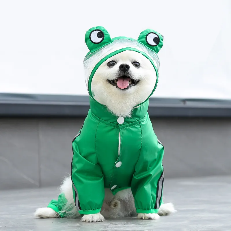 ZZOOI Fashion 3D Dinosaur Frog Style Raincoats Pet Dog Waterproof