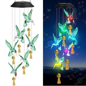 FOUNDTWO Treo Chuông gió năng lượng  trời Độ chuyển màu rực rỡ Dễ thương Đèn treo chuông gió Đèn LED nhiều màu sắc Đèn cảnh quan Đèn bướm năng lượng  trời Trang trí nhà cửa