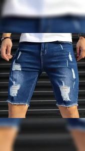 Summer Ripped Jeans Men Stretch Denim Shorts Male Short Jeans Slim Straight Shorts Fashion Black Jeans Man Clothes Streetwear2026