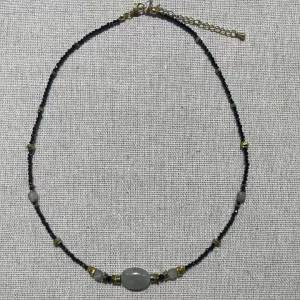 Bóng đáy mặt trăng Dây chuyền mã não đen và đá Labradorite phong cách tân Trung Hoa mang vẻ thanh lịch độc đáo không đụng hàng dây chuyền xương quai xanh đá spinel đen.