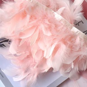 NOBLEE Dense Texture Feather Flake Trim 1 Meter Length Turkey Feather Material Fluffy Feather Trim DIY Fluffy Fringe Design DIY Sewing Accessory Dance Costume
