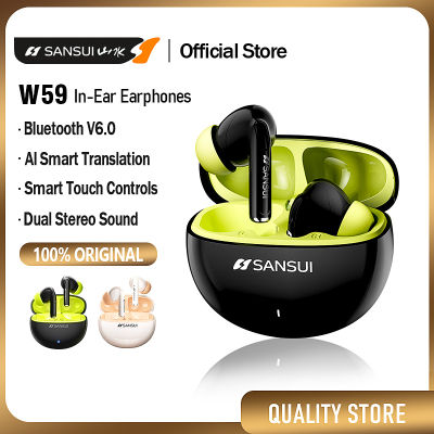SANSUI W59 AI Translator Earbuds | Smart ANC Bluetooth 6.0 | AI Noise-Cancelling In Ear Earphones