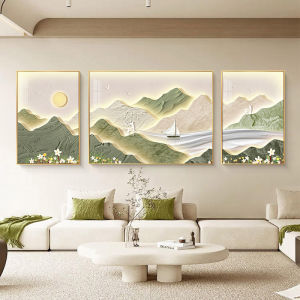 Tranh treo tường cách điệu núi non hùng vĩ 1 bo viền trang trí decor phòng khách