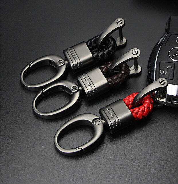 Short Leather Weave Straps Car Remote Keychain Keyrings Keychain for ...