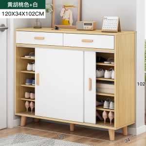 ชั้นวางรอง ตู้รองเท้าประตูเลื่อนมีลิ้นชัก ไม้คุณภาพอย่างดี แข็งแรง สไตล์มินิมอล เก็บรองเท้าได้เยอะ