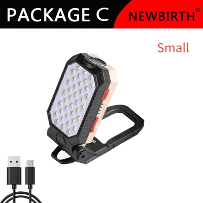 Portable LED flashlight COB work light adjustable USB rechargeable waterproof camping light hook work light with power display screen