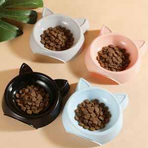 OWNNEW Cat Shape Cat Bowl Anti-Fall Flip Plastic Cat Food Bowl Cute Non-slip Pet Food Dish Pet Feeding