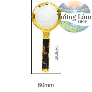 Kính Lúp tay cầm hoa văn rồng tinh xảo mạ vàng Size tùy chọn 678910cm.