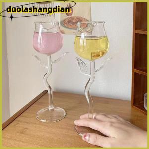 [Duola] แก้วไวน์แดงรูปกุหลาบแก้วไวน์รูปกุหลาบพร้อมใบกุหลาบสี150 400มล. ถ้วยค็อกเทลไวน์แดงทรงกุหลาบ