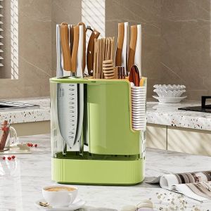 Large Capacity Knife Holder / Cutlery Storage Rack / Kitchen Utensils Storage Bucket Household