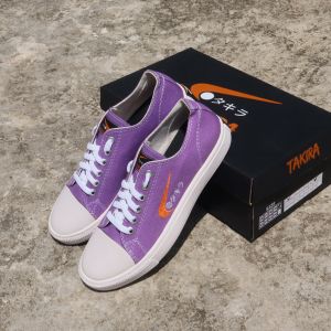 Sepatu Sneakers Kanvas Tali Kets Sepatu Sekolah Formal - Sepatu Canvas warna ungu