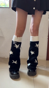 Womens Lolitas Knit Long Socks Star/Heart Leg Warmers Harajuku Japanese Style Booties Socks Winter Warm Ankle Heap Socks