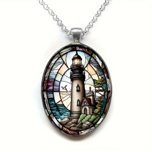The Exquisite Oval Glass Necklace Is A Romantic and Fashionable Accessory