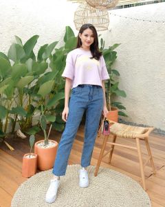 Celana Boyfriend High Waist Jeans Keinian Celana Panjang Wanita Jeans