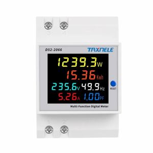 6 in 1 D52-2066 Din Rail AC Monitor 300V 100A Voltage Current Power Factor Active KWH Electric Energy Frequency Meter VOLT AMP
