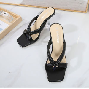 YUCHEN 3.54 นิ้วล่อสำหรับผู้หญิงที่มีส้นรองเท้าแตะรองเท้าแตะสุภาพสตรีสแควร์รองเท้าส้นสูงรองเท้าแตะรองเท้า