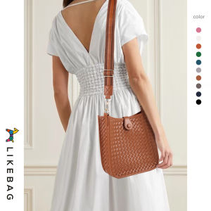 LIKEBAG Fashion Womens Woven Bag shoulder magnetic button PU leather large capacity cross body woven bag