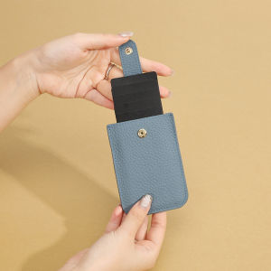 RFID Blocking Genuine Leather Card Holder Anti Theft Slim Design Pull Tab Easy Access Travel Card Organizer