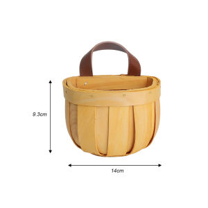 Wall Mounted Woven Storage Baskets with Handle Mini Kitchen Wooden Hanging Basket Rattan Container Fruit Sundries Organizer