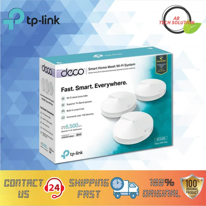 TP-LINK Deco M9 Plus AC2200 Mesh WiFi Wireless Tri-Band Router (3 PACK)