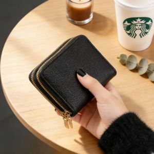 #H9001 Cute Quality Double Zipper Coin Purse Card Holder Key Earphone Lipstick Storage Bags with Key Chain For Women Students Wallet