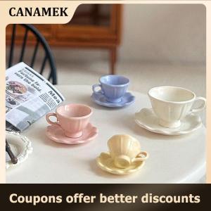 【 CANAMEK 】 1Pcs Dollhouse Miniature French Retro Coffee Cup Plate Model Doll House Mini Play Kitchen Furniture Accessories Scene Decoration