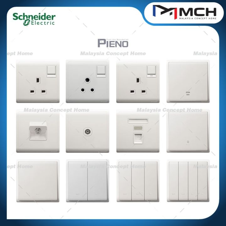 SCHNEIDER PIENO SERIES WHITE SWITCHES & SOCKETS [FULL RANGE] | Lazada