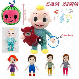[Singing]1ชุดเด็กเดิม Cocomelon ตุ๊กตาของเล่นตัวอักษรเสียงก่อนนอนตุ๊กตาเจเจนุ่มPlush Tummy และ Roto หัวกด Tummy และ JJ ร้องเพลงประกอบด้วย1หมอนขนาดเล็กตุ๊กตาหมีขนนุ่ม