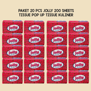 (20 pack) Jolly Pop Up Kuliner Tissue 200 sheet 2 ply Tisu Meja Makan Kotak Mini Uk Kecil Untuk Lap Mulut