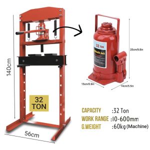 32Ton Hand Press with 32Ton Pressure Gauge Jack Bottle Manual Pump Press