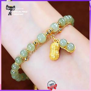 Peanut Beads Good Luck Bracelet Fortune Charm Handmade for Women Girlfriend Couple Light Luxury Pearl