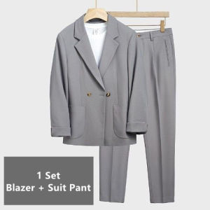 MARK BELT Set of Loose-fitting Jacket and Trousers Korean Style Elegant Spring Summer for Men 2022