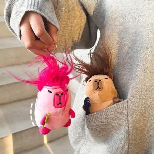 Cute Capybara Key Chain Cartoon Guinea Pig Plush Doll Pendant Car Keyring Backpack Charms Bag Decor Accessories