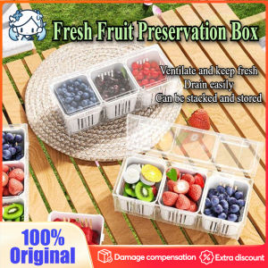 Fridge Storage Box with Lid Large Capacity Box Durable 3 Grid Kitchen Drain Seal Box Onion Garlic