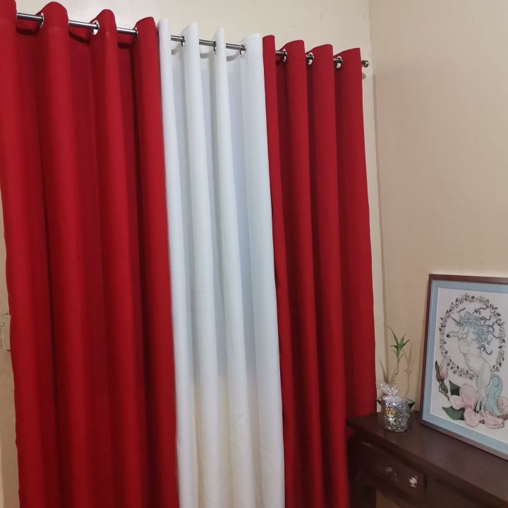 PILIKSKI - Katrina Plain Red Sold Per Pc Or 3in1 Set Ring Curtain ( 6ft ...