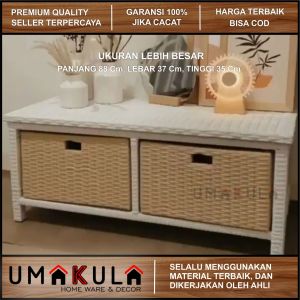Rak Lemari Rotan Sintetis 2 Laci Buffet Bufet Meja TV 32 inci Ruang Tamu Serbaguna Minimalis Terbaru
