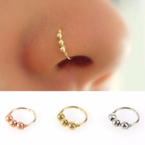 BAIXL Retro Fashion Helix Hoop Stud Tragus Septum Nostril Hoop Nose Ring Round Beads Body Piercing Lip Earring
