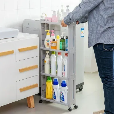 Kệ đựng đồ đa năng 3 tầng 4 tầng có bánh xe đẩy chuyên dụng cho spa phòng tắm bếp chất liệu nhựa PP cao cấp