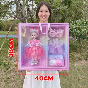 Bộ đồ chơi búp bê công chúa cao cấp có khớp cho bé gái kèm 3 váy thay đồ quà tặng sang trọng cho bé