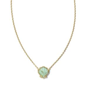 Lightweight Aventurine Shell Pendant Necklace With Oxidized Copper Chain Clavicle Accessories For Everyday Elegances