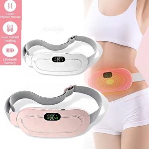 WAYNEG 3 Level Temperature Smart Menstrual Heating Pad 4 Gear Massage LED Display Vibrating Abdominal Massager Portable Quiet Women Belly Warmer Menstrual Period